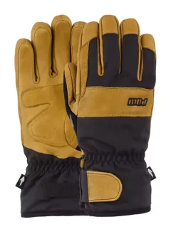 POW August Short Snowboard Gloves Brown